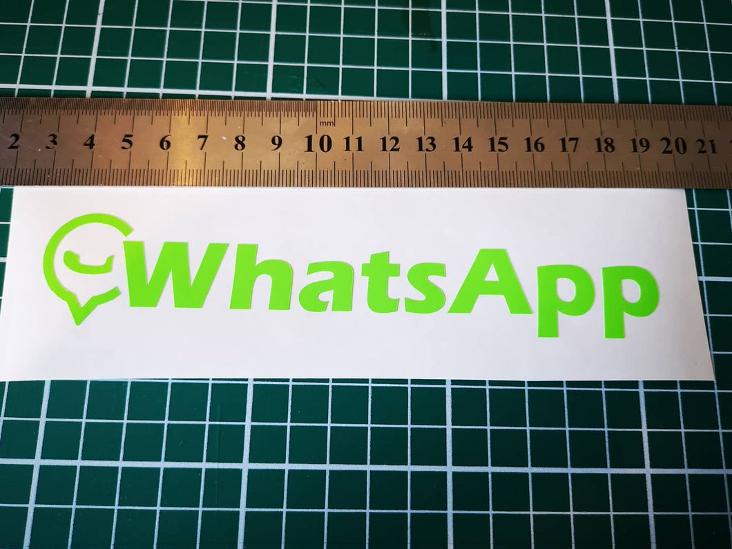 WhatsApp name/number with logo - Image length will change if you have a shorter or longer name. Price is for 2 stickers