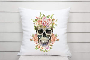 Skull With Roses Pillow Cushion cover 40cm x 40cm