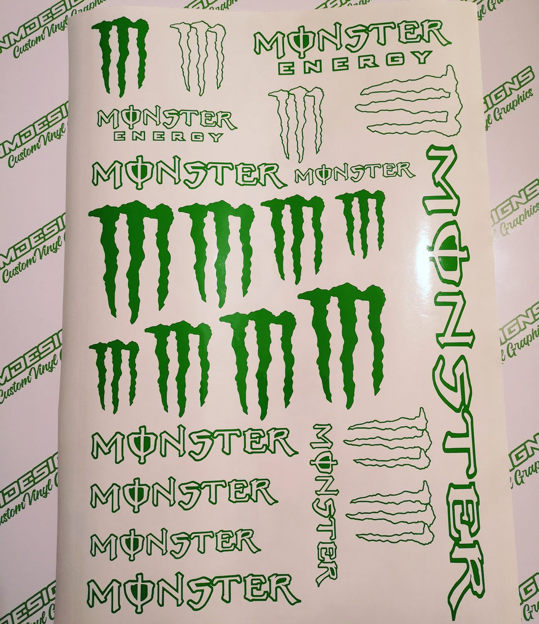 Full sheet of Monster Energy stickers