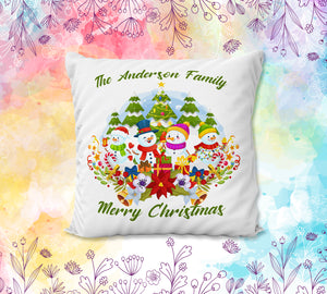 Christmas Snow Family Cushion cover 40cm x 40cm